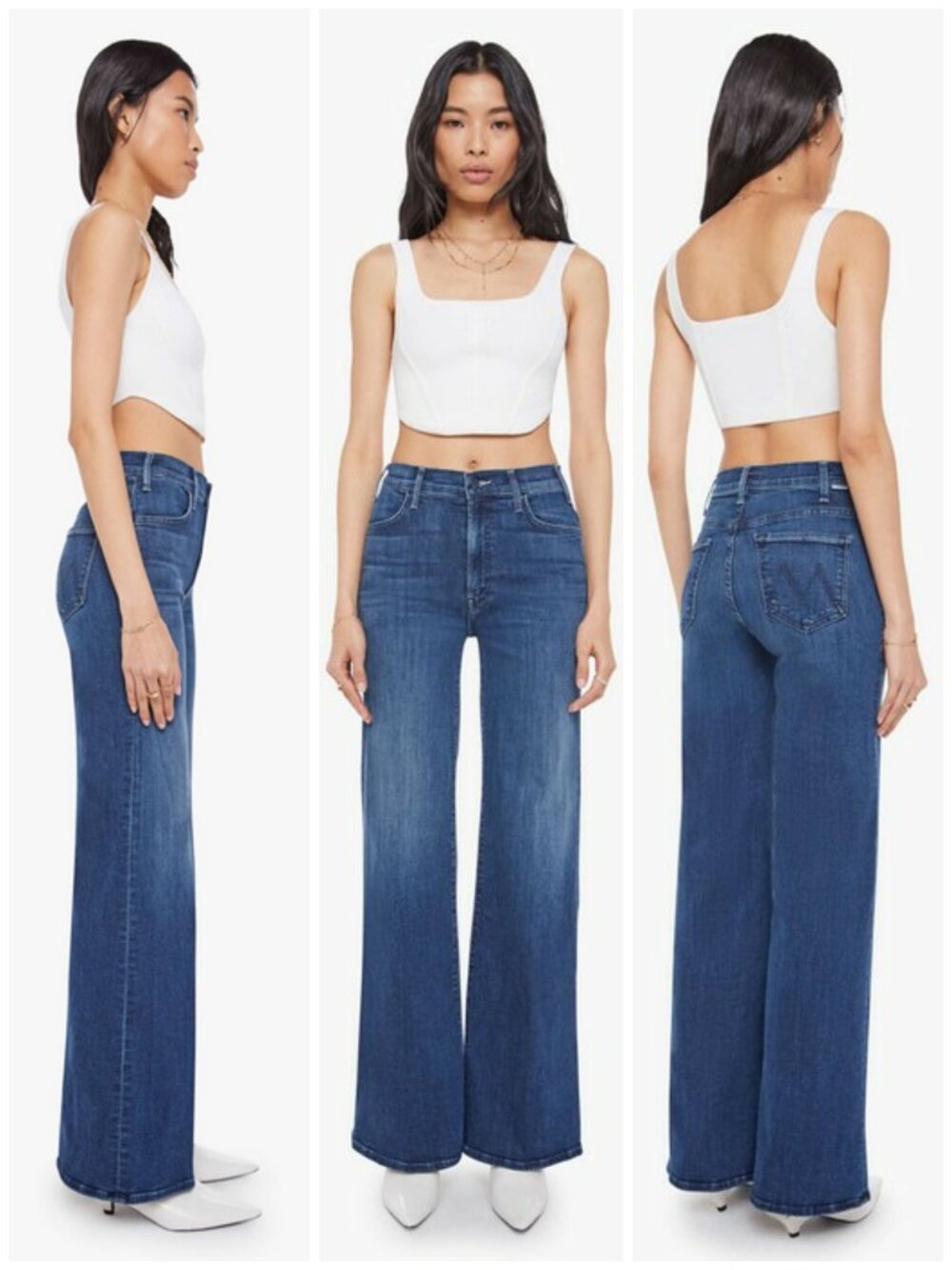 💕MOTHER💕 The Hustler Roller Sneak Jeans ~ Heirloom Blue 31 NWOT Wide Leg - Picture 2 of 16